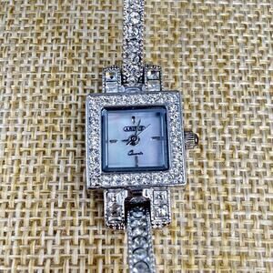 Abiste Japanese Ladies Rhinestone Quartz Bracelet Silver Tone Watch New Battery